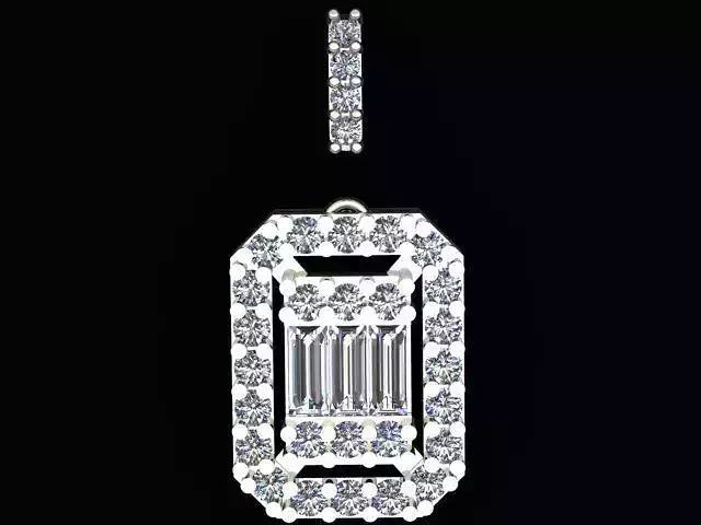 Baguette Diamond Necklace 3D print model