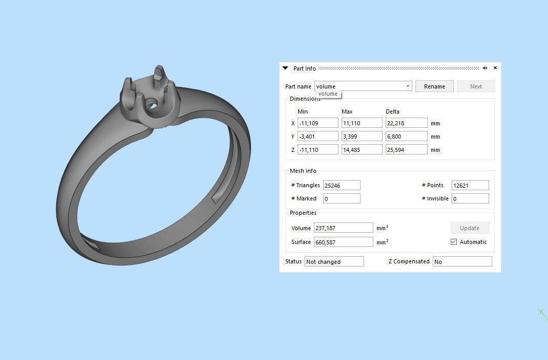 Solitaire women ring CAD 3dm stl 3D print model_8
