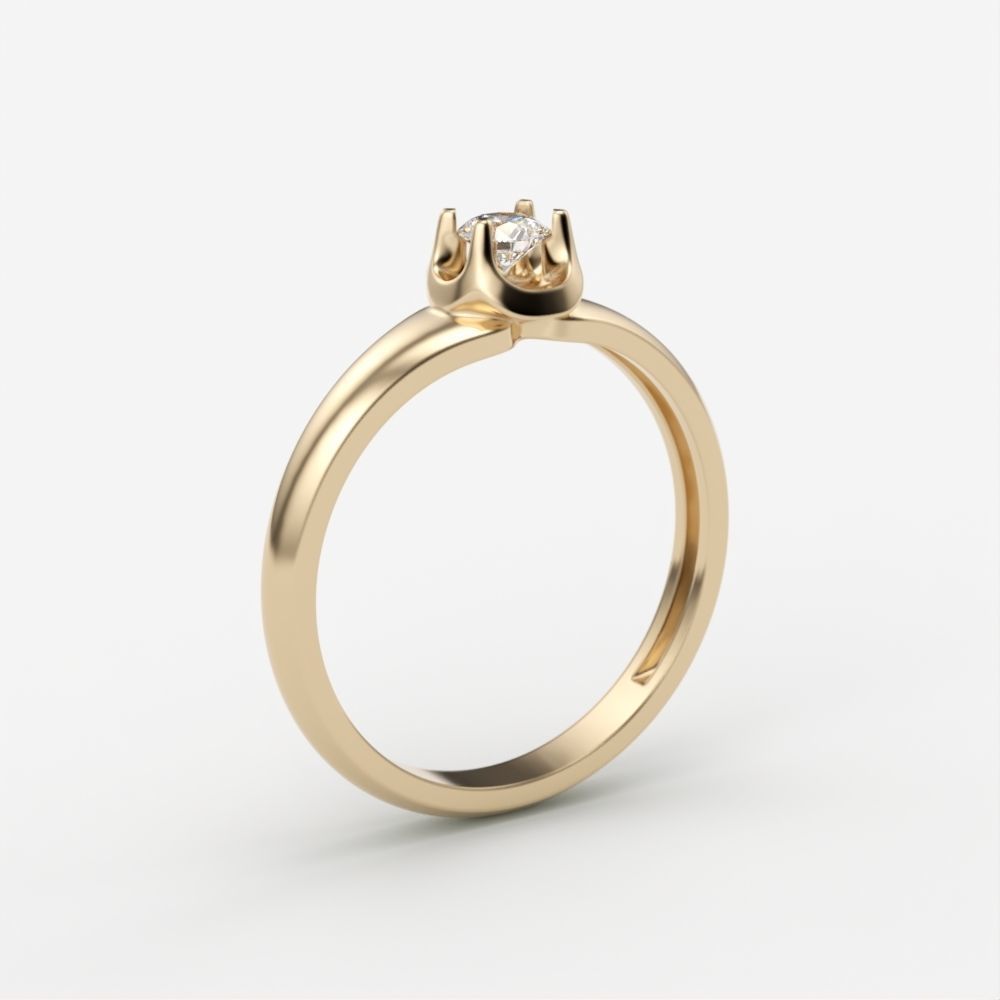 Solitaire women ring CAD 3dm stl 3D print model_6