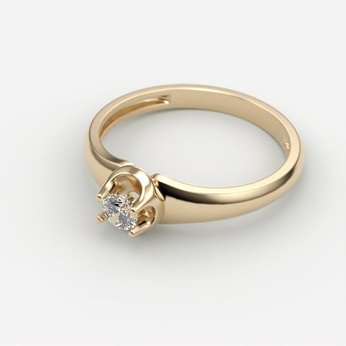Solitaire women ring  CAD 3dm stl 3D print model