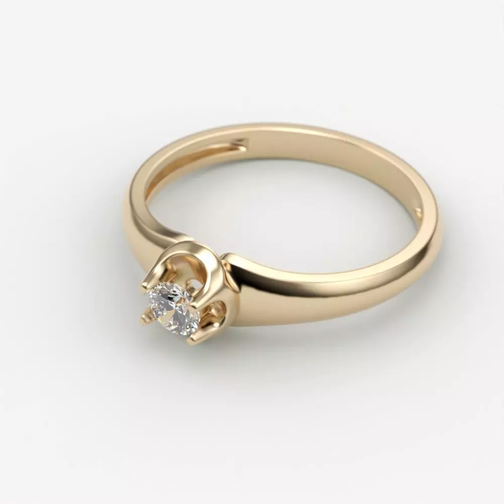 Solitaire women ring CAD 3dm stl 3D print model_0