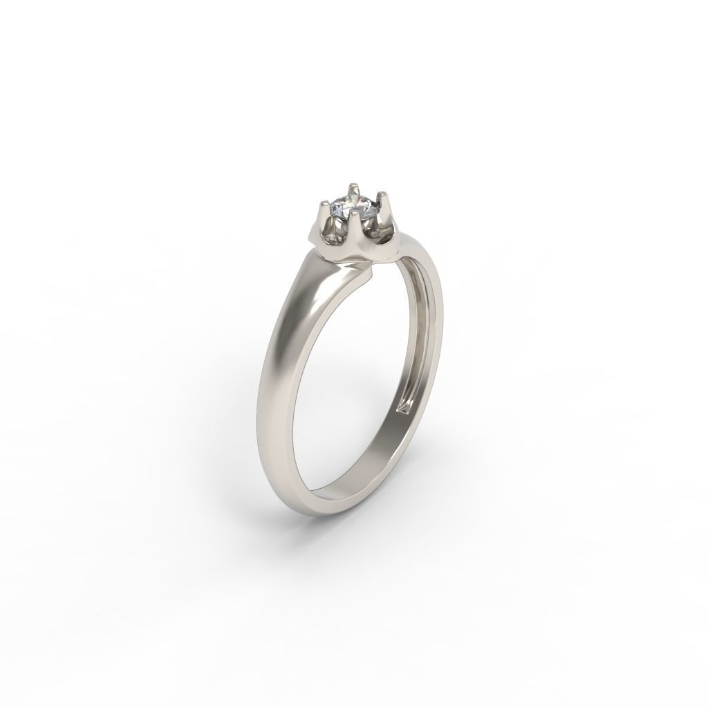 Solitaire women ring CAD 3dm stl 3D print model_25