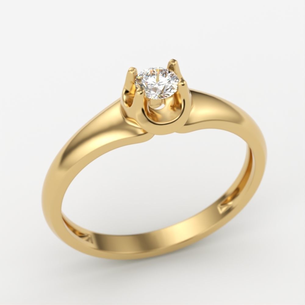 Solitaire women ring CAD 3dm stl 3D print model_12