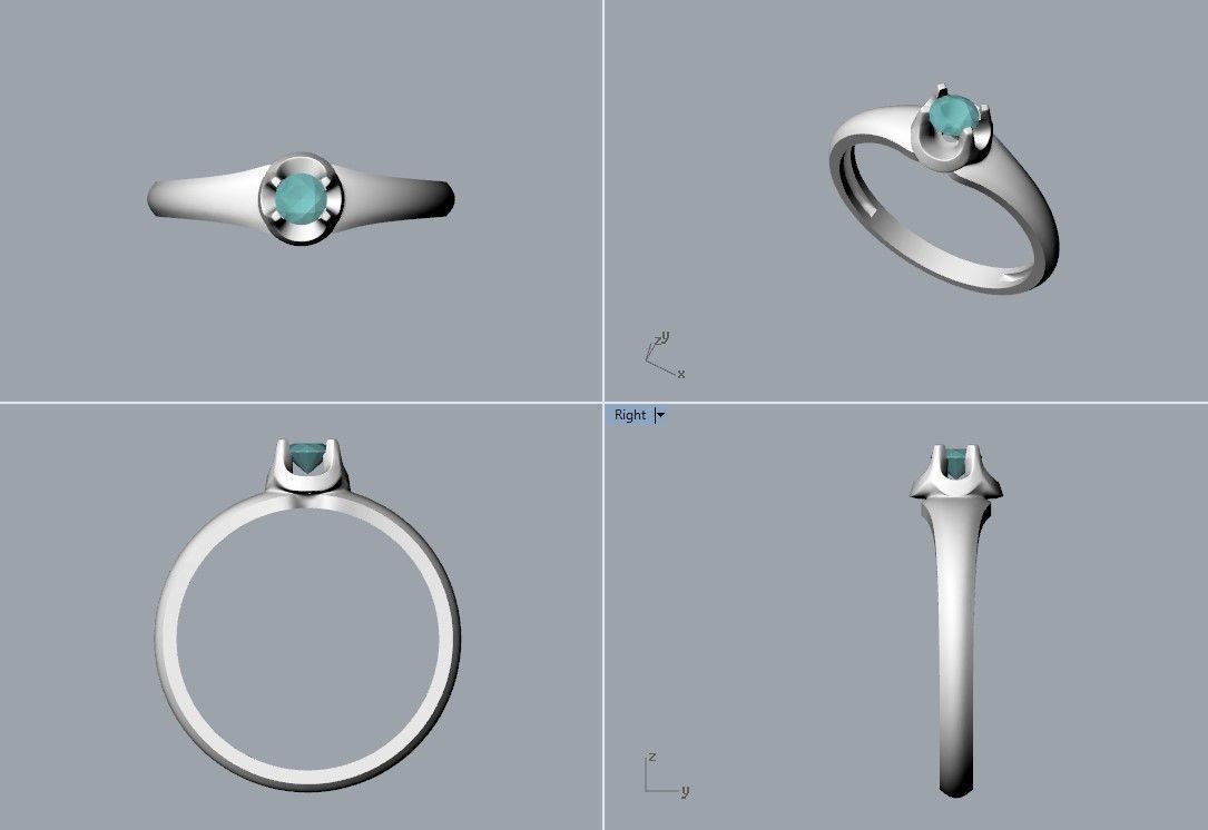 Solitaire women ring CAD 3dm stl 3D print model_27