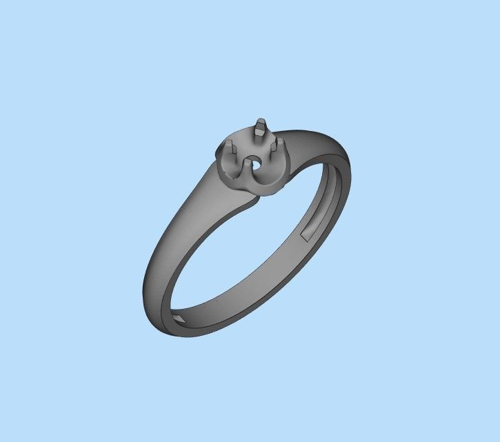 Solitaire women ring CAD 3dm stl 3D print model_33