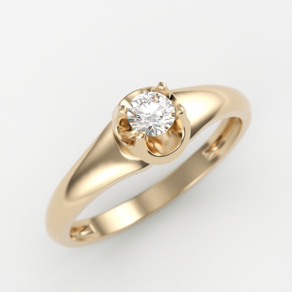 Solitaire women ring CAD 3dm stl 3D print model_1