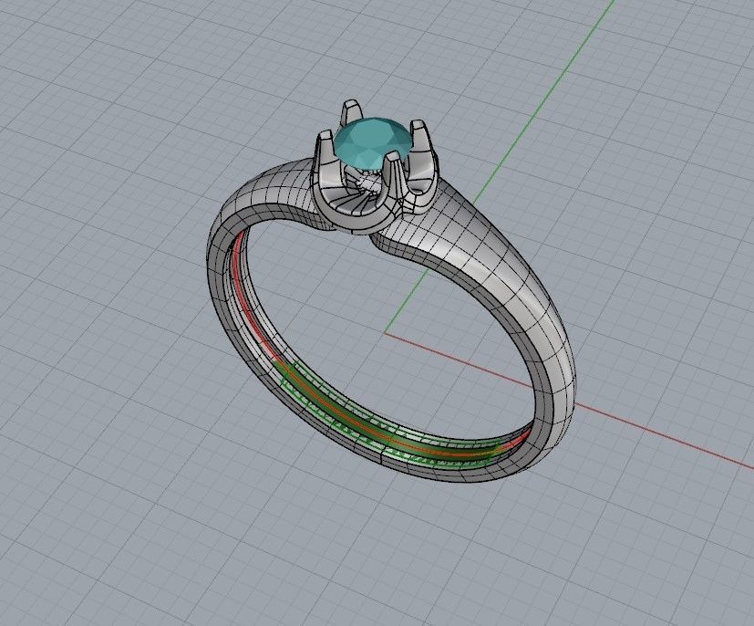 Solitaire women ring CAD 3dm stl 3D print model_28