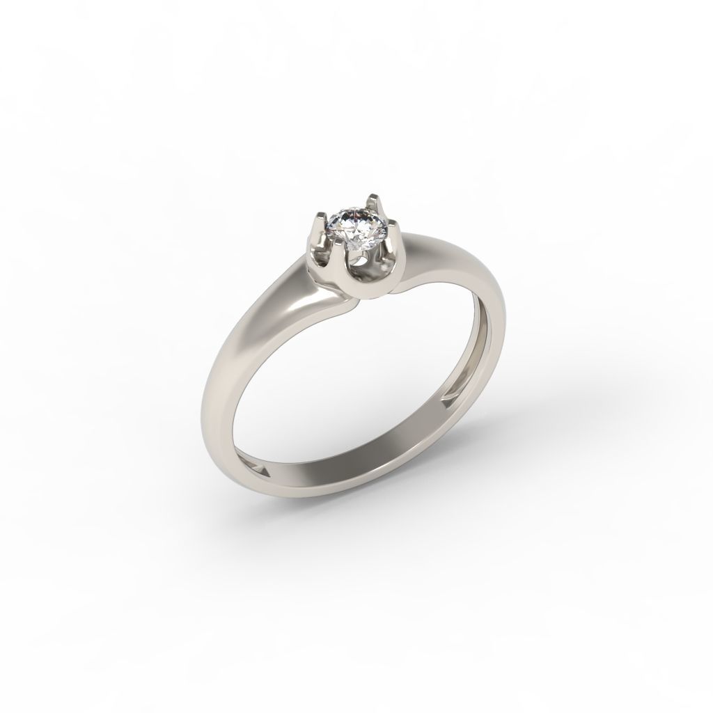 Solitaire women ring CAD 3dm stl 3D print model_21