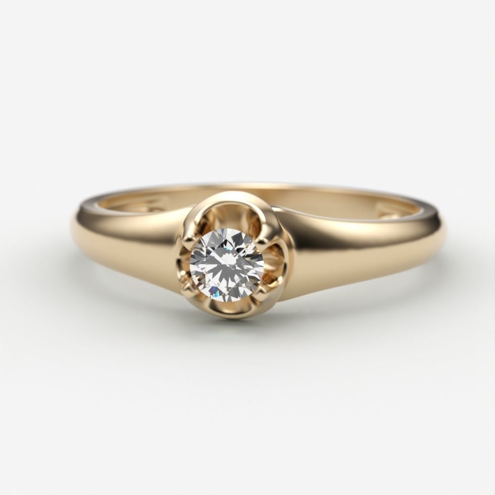 Solitaire women ring CAD 3dm stl 3D print model_4