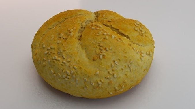 White Bread Low-poly 3D model 2