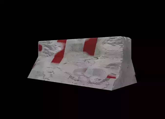 Concrete Barrier Roadblock Low-poly 3D model