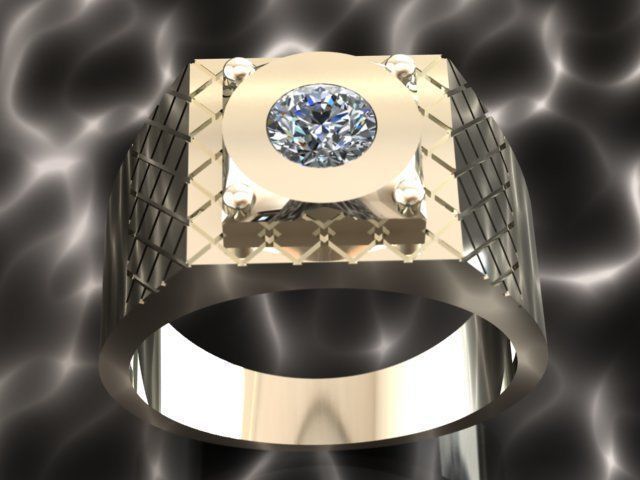 Diamond Men Ring 3D print model_3