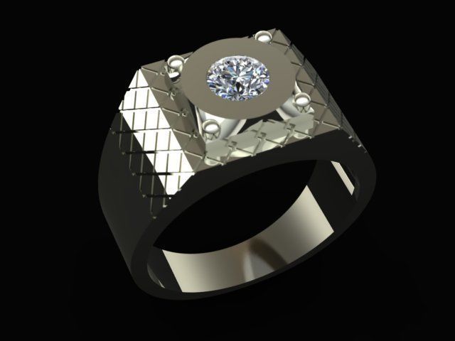 Diamond Men Ring 3D print model_1