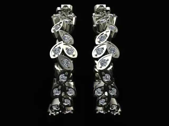 Diamond Leaf Earring 3D print model