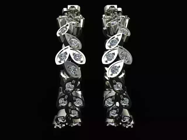 Diamond Leaf Earring 3D print model
