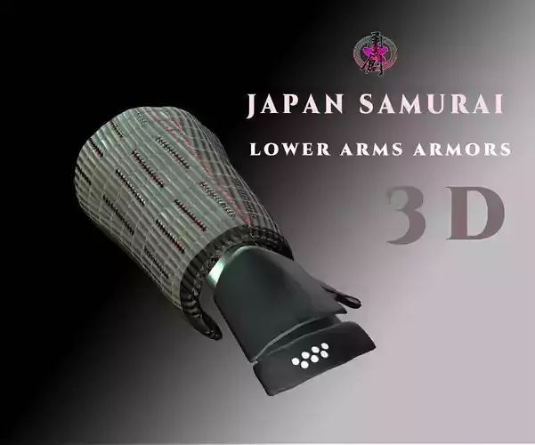 Japan Samurai Lower Arms Armors Low-poly 3D model