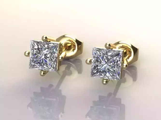 Princess Diamond Stone Earring