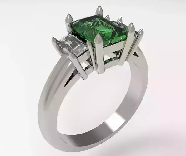 Octagon Center and Couple Side Stone Ring