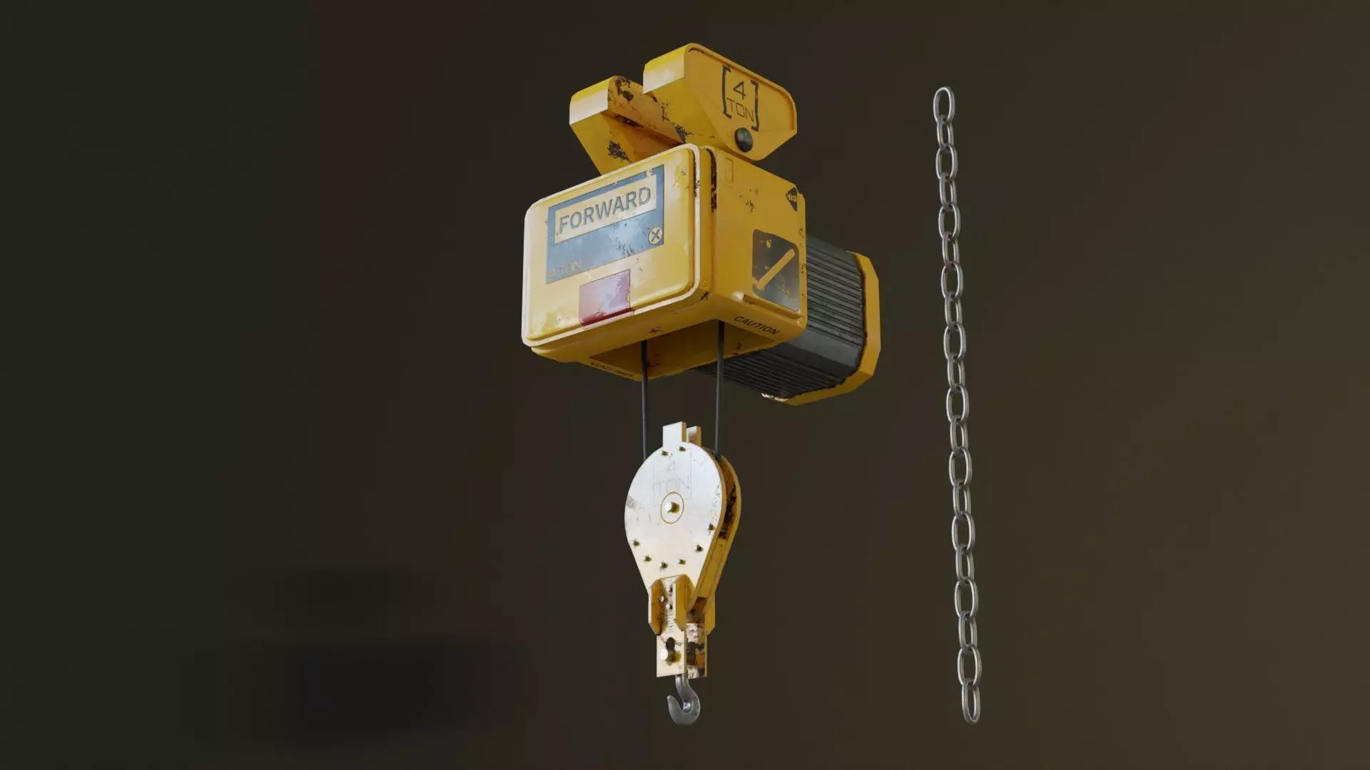 Sci-fi Crane Hoist with Chain and Load Block 3D model_0