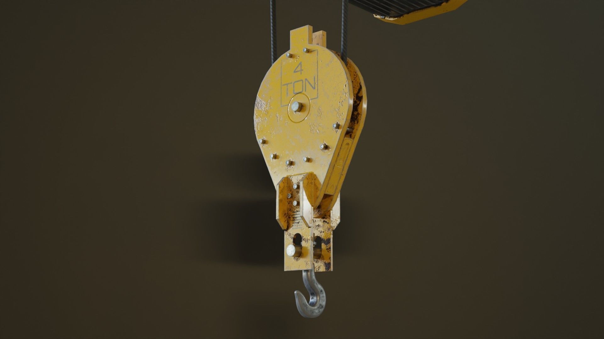 Sci-fi Crane Hoist with Chain and Load Block 3D model_3