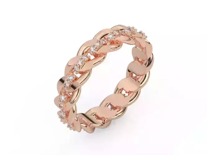 diamond cuban chain ring Silver Gold  Print