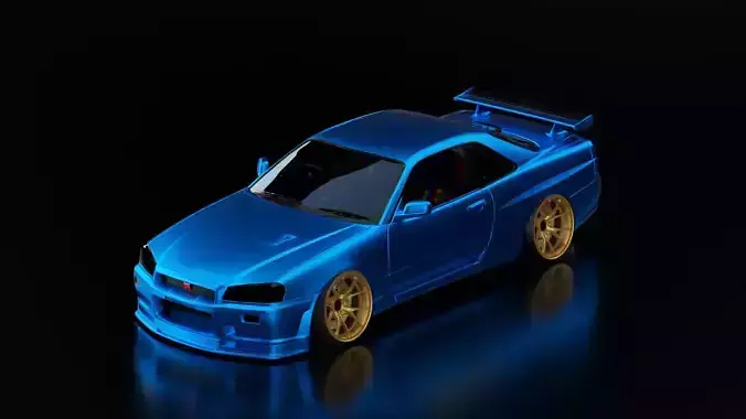 Nissan Skyline R34 - Blue 3D model