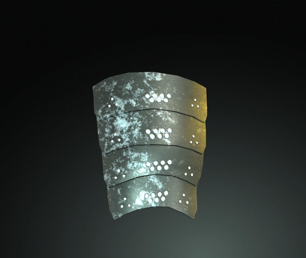 Japan Samurai Upper Arms Armors Low-poly 3D model_1