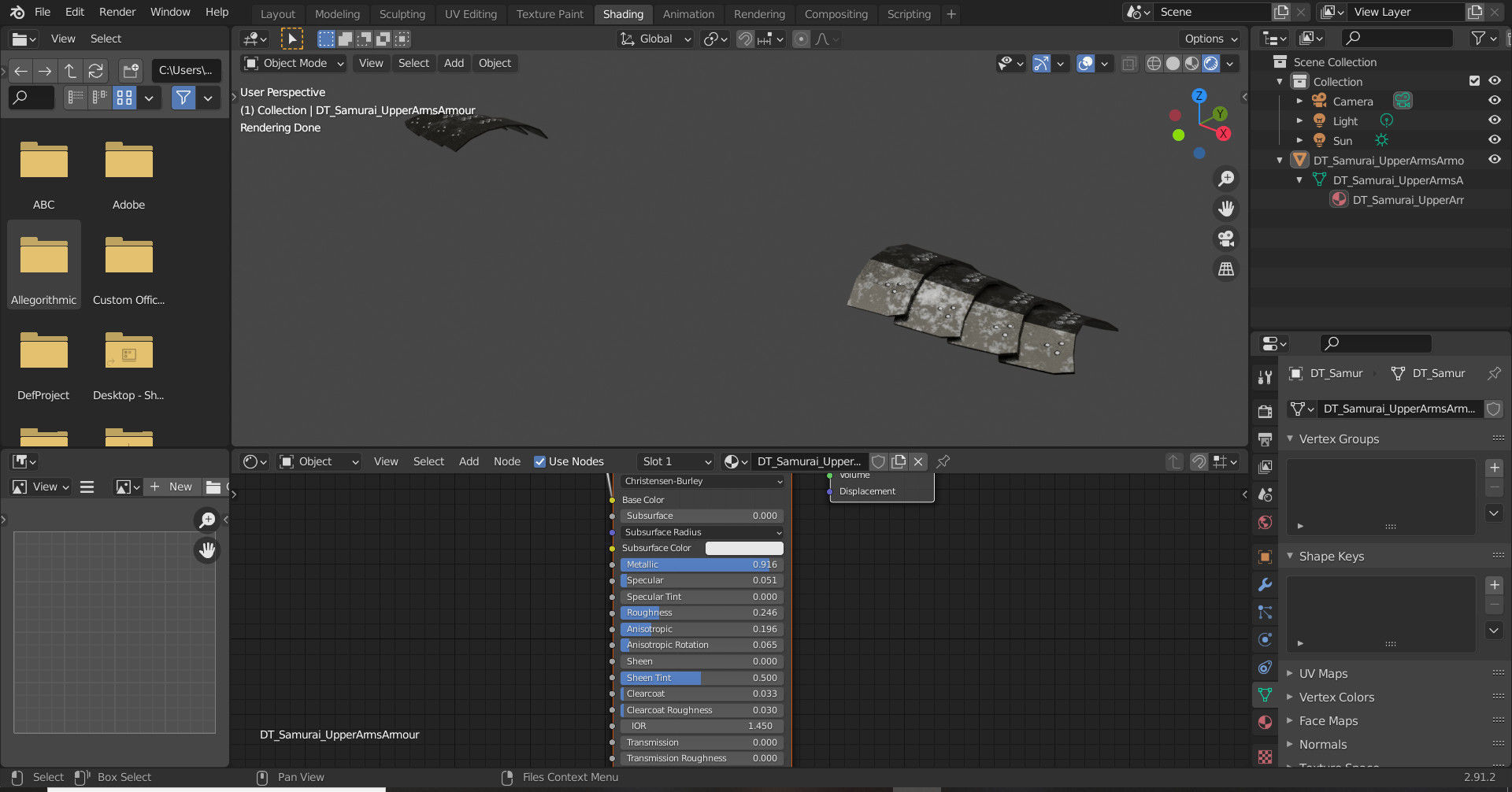 Japan Samurai Upper Arms Armors Low-poly 3D model_5