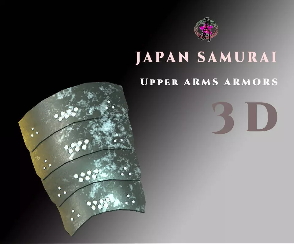 Japan Samurai Upper Arms Armors Low-poly 3D model_0