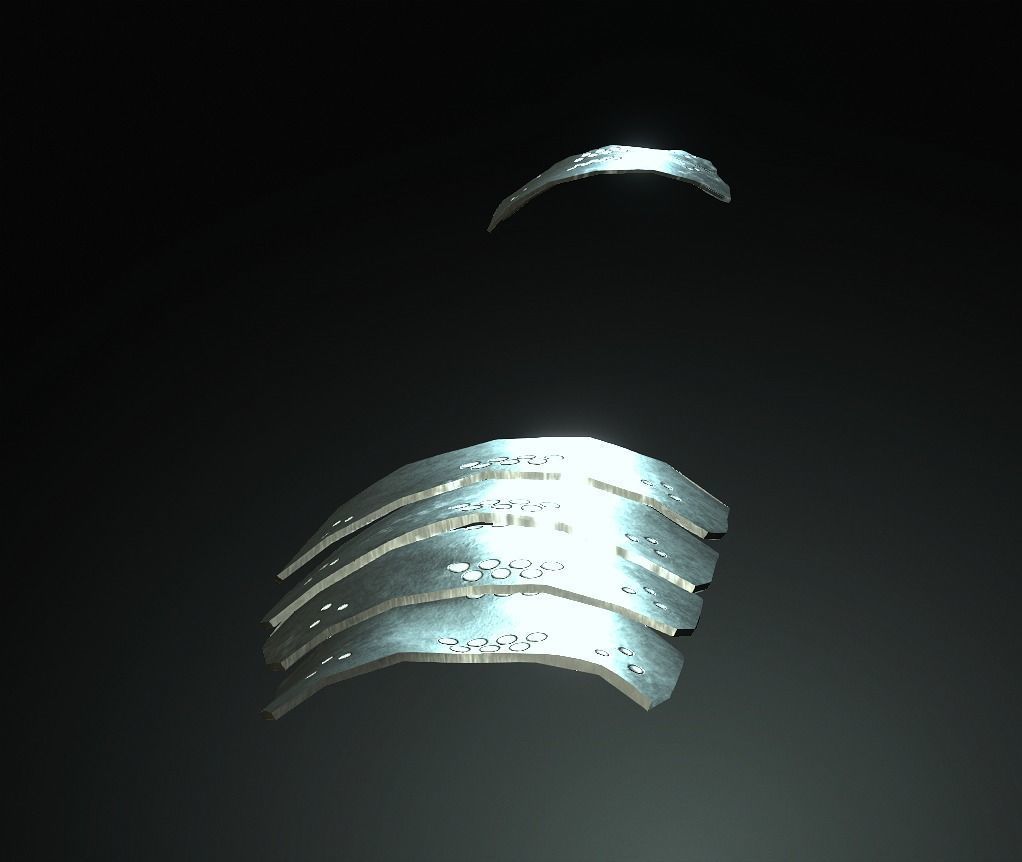 Japan Samurai Upper Arms Armors Low-poly 3D model_3