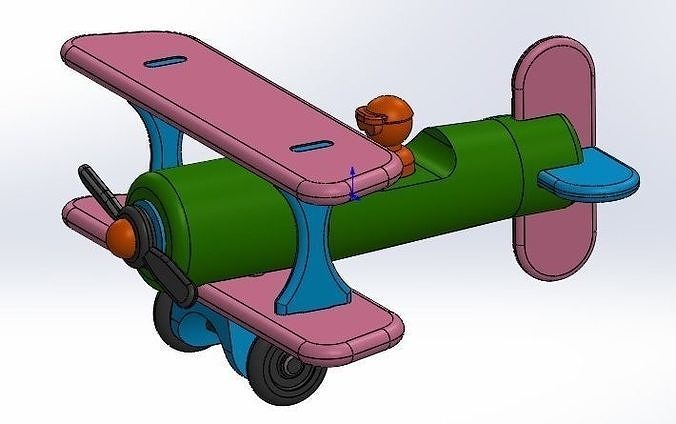 kid toy airplane with a pilot from parts for 3D printing 3D print model