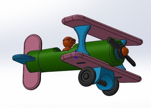 kid toy airplane with a pilot from parts for 3D printing 3D print model_1