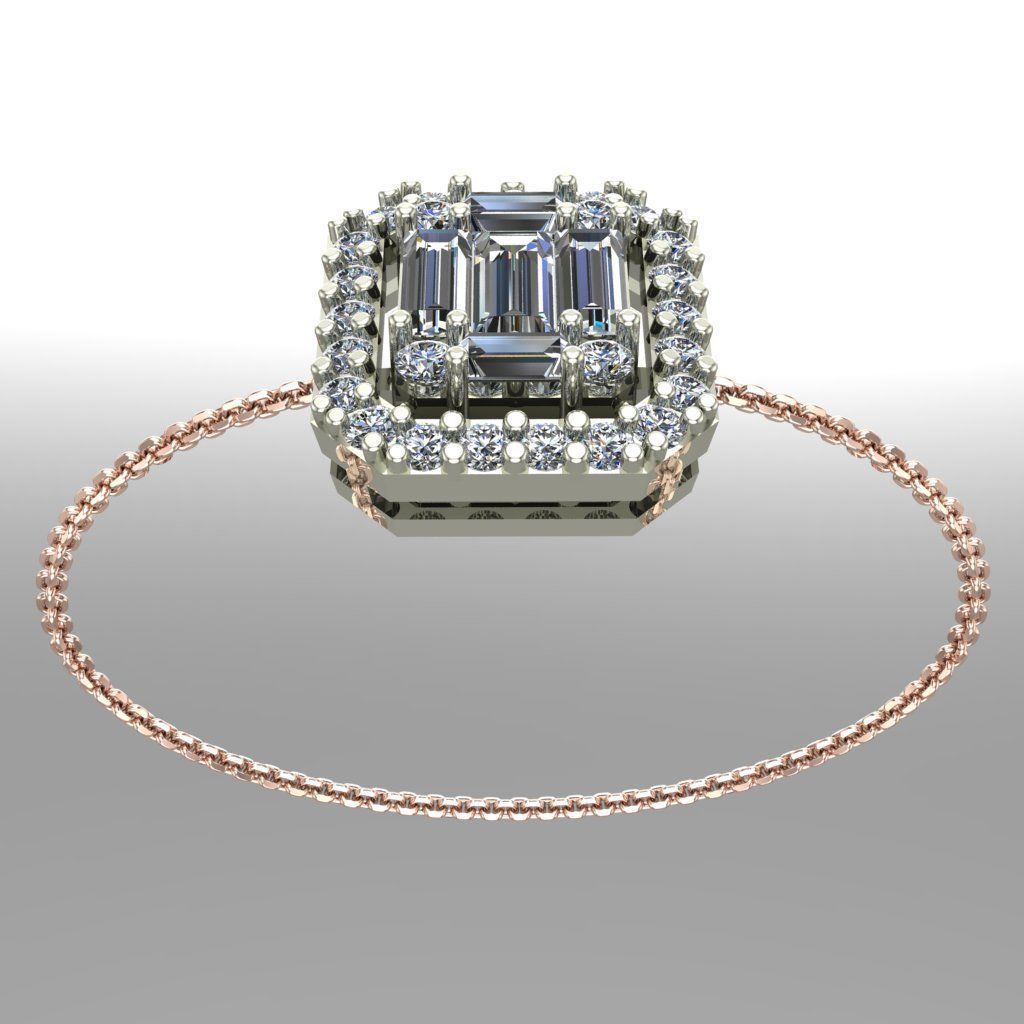 Baguette Brecelet and Ring Variation Diamond 3D print model_3