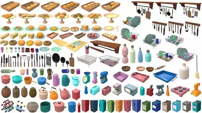 Cartoon kitchen props pack 100Plus