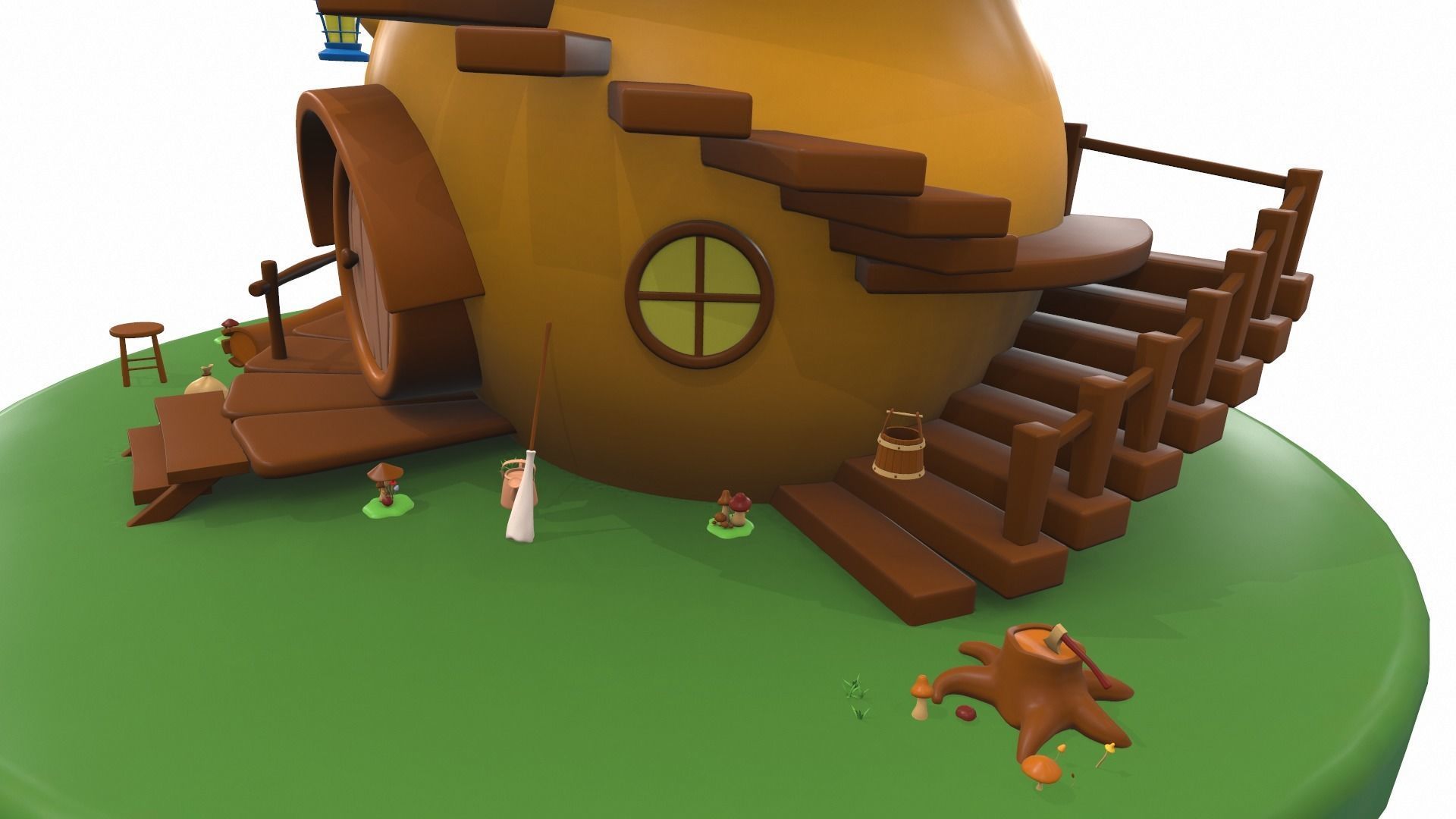 Cartoon pear house and props 3D model_15