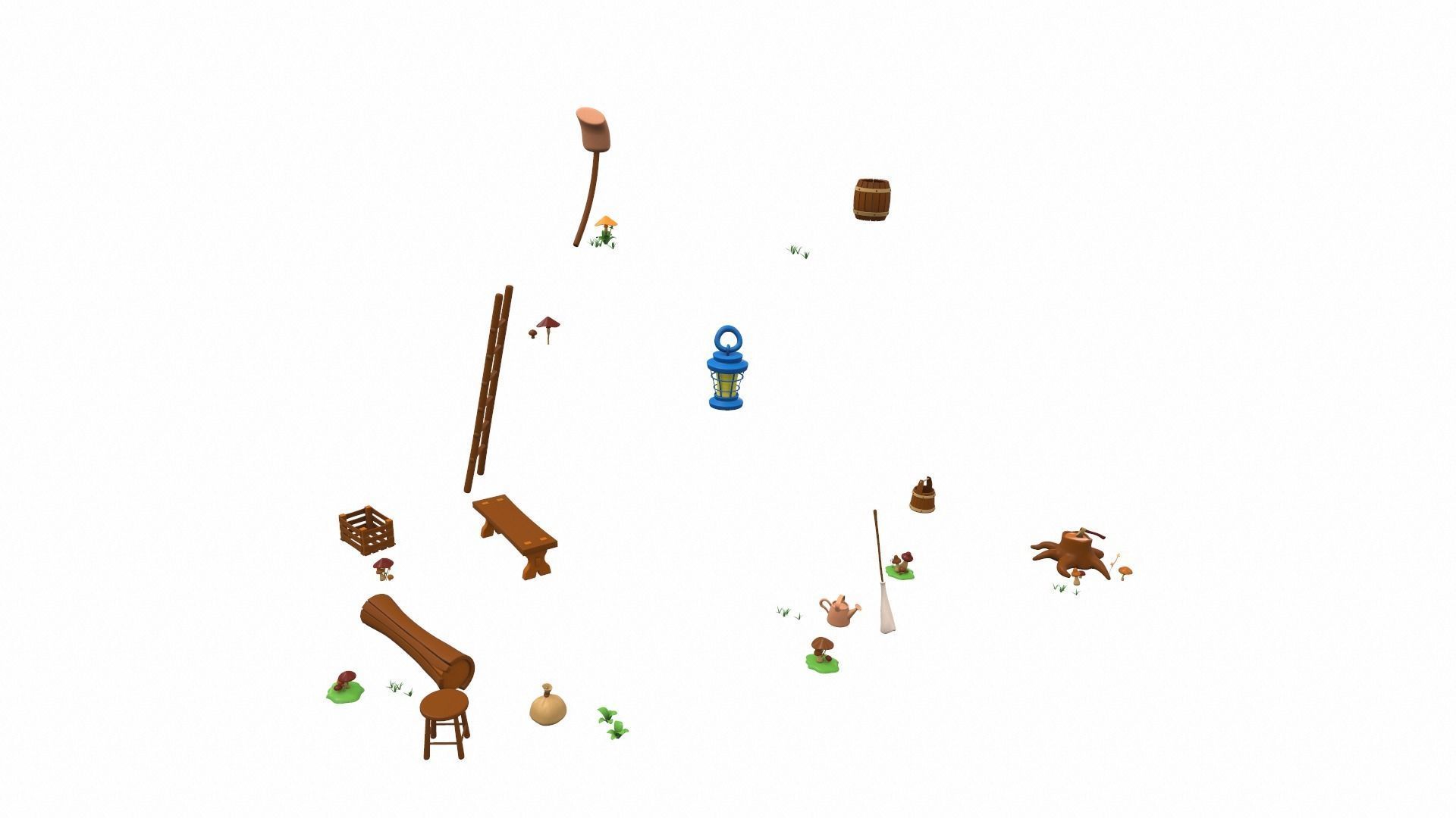 Cartoon pear house and props 3D model_3