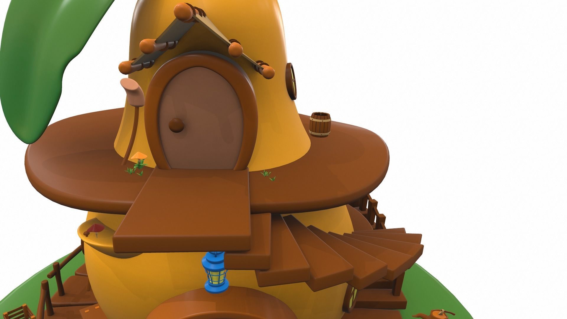 Cartoon pear house and props 3D model_16