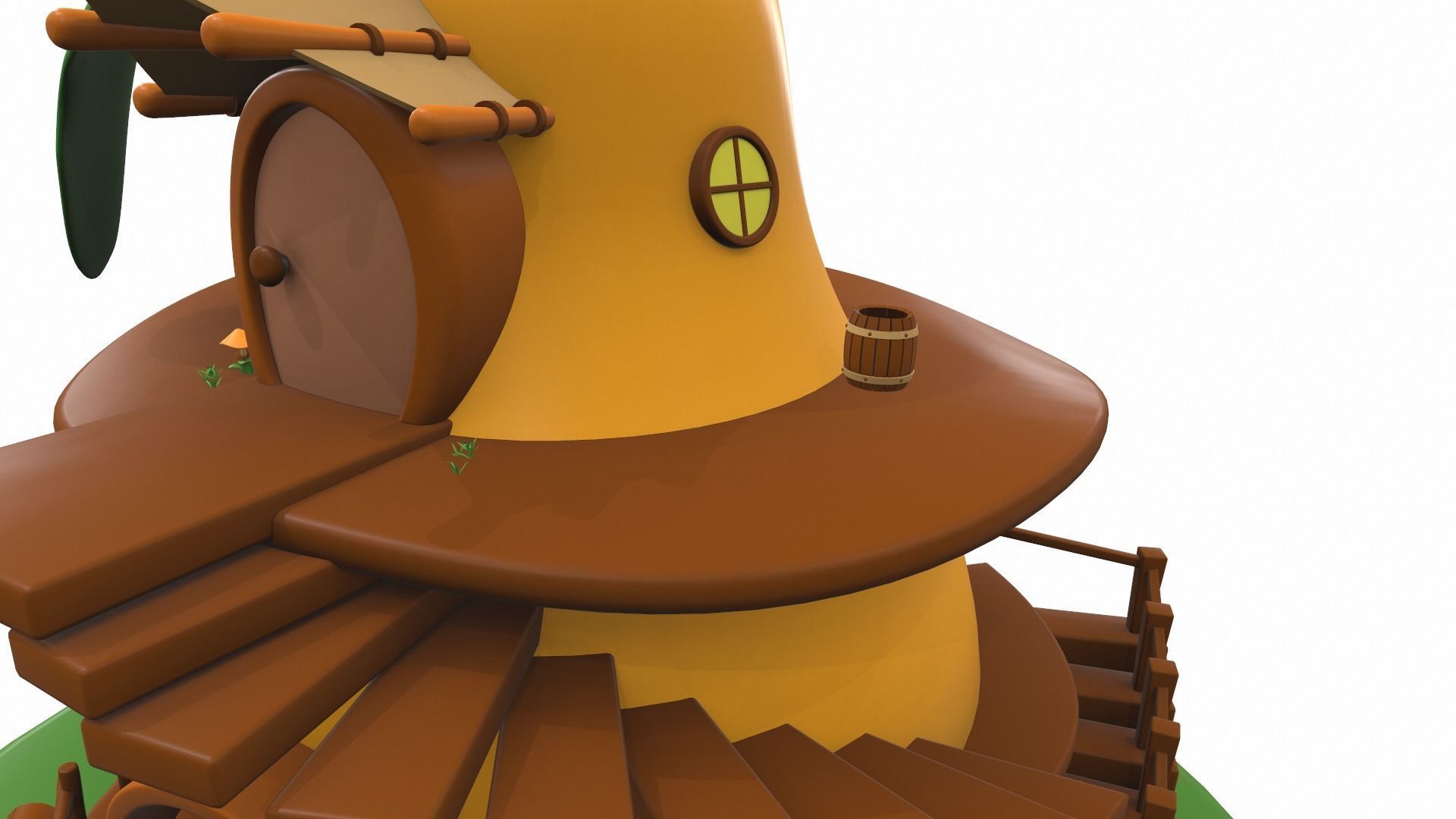 Cartoon pear house and props 3D model_19