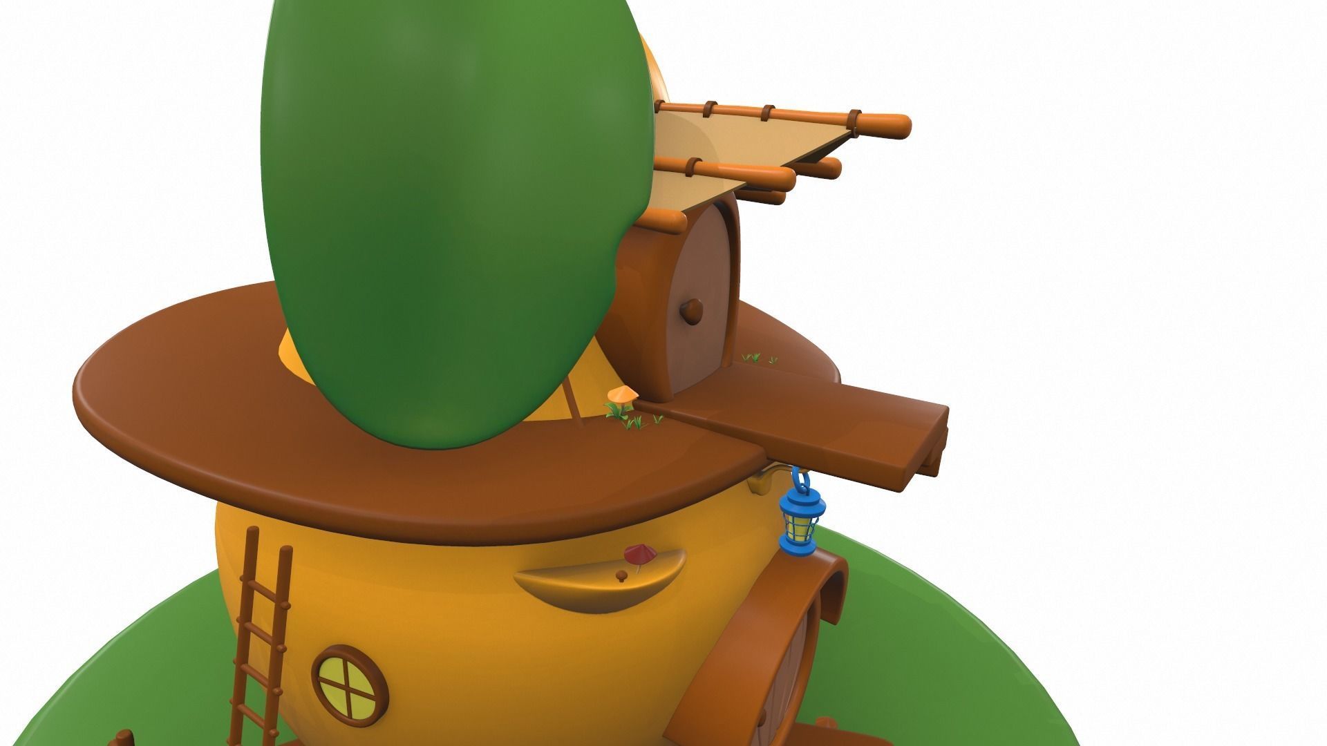 Cartoon pear house and props 3D model_17