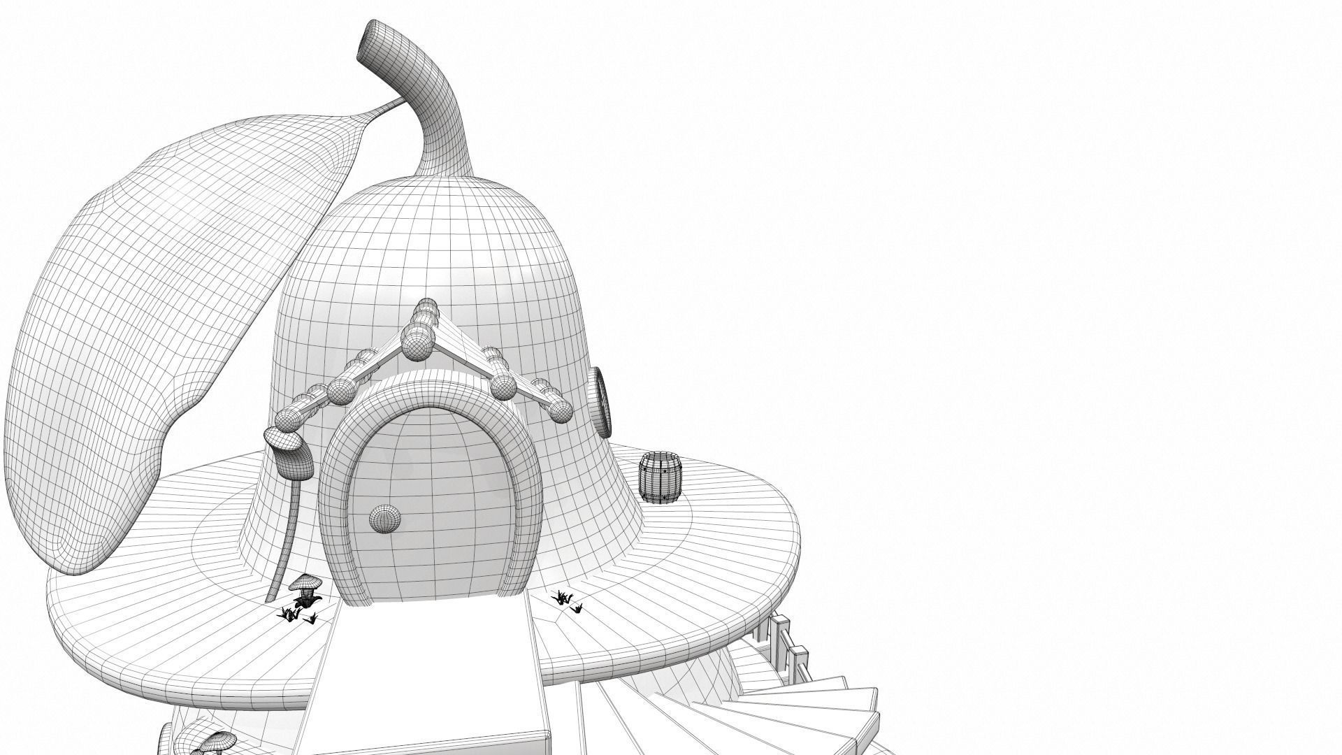 Cartoon pear house and props 3D model_29