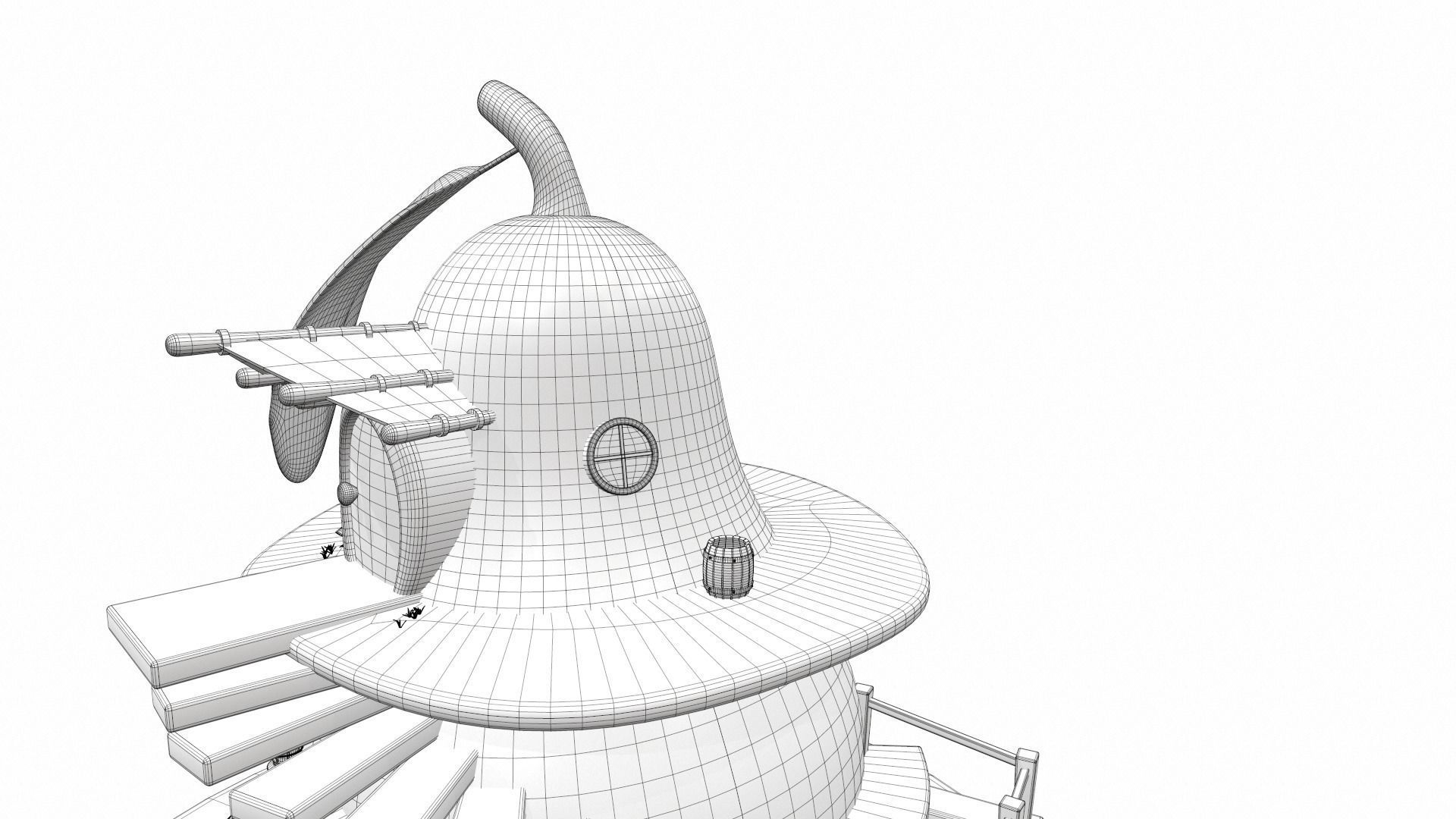 Cartoon pear house and props 3D model_30