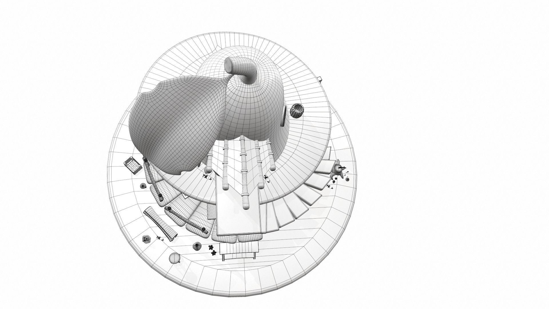 Cartoon pear house and props 3D model_25