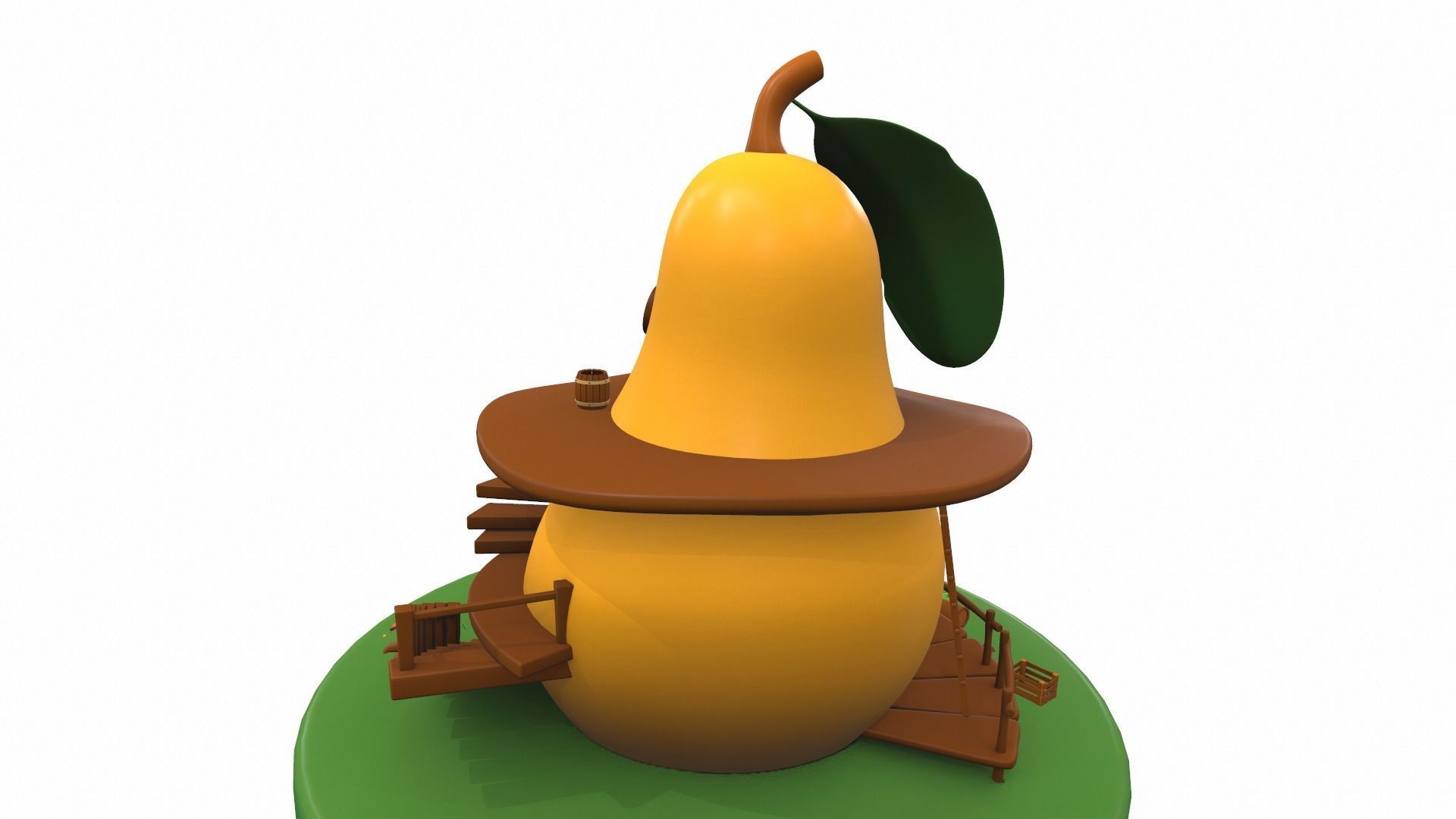 Cartoon pear house and props 3D model_6