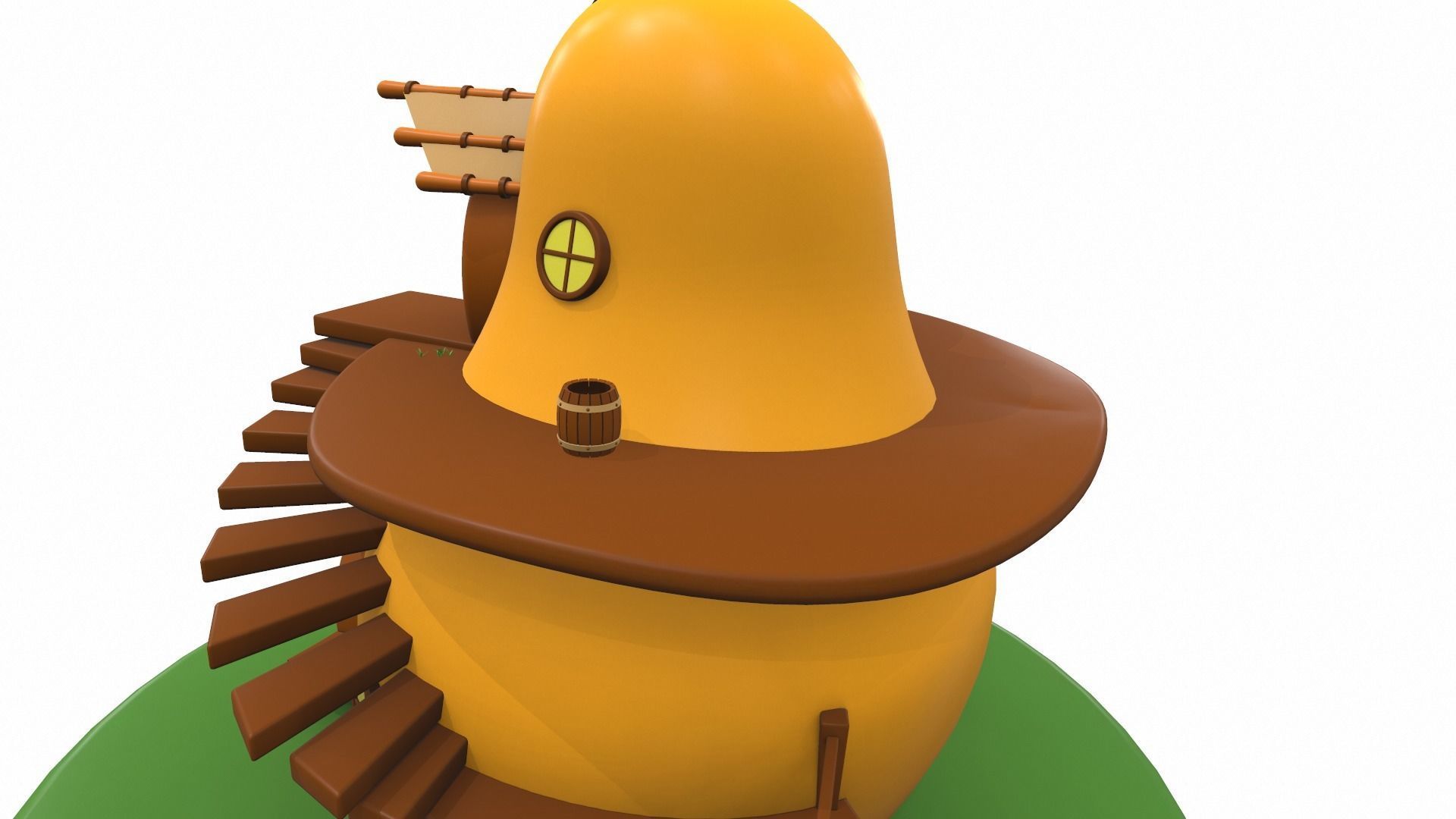 Cartoon pear house and props 3D model_18