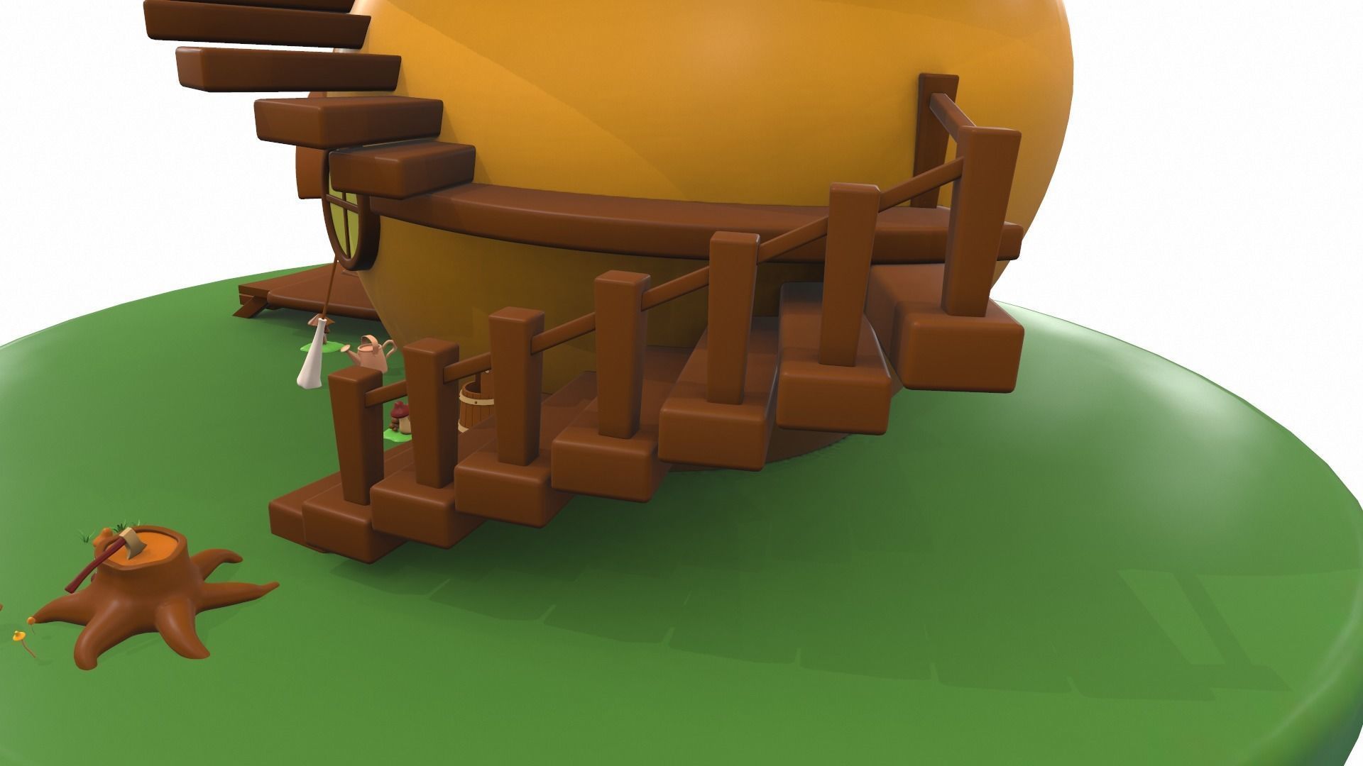 Cartoon pear house and props 3D model_14