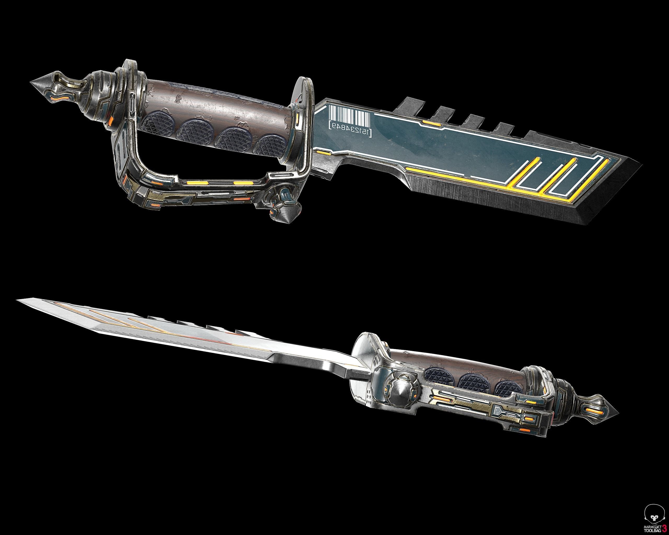 Sci-Fi Dagger Low-poly 3D model_4