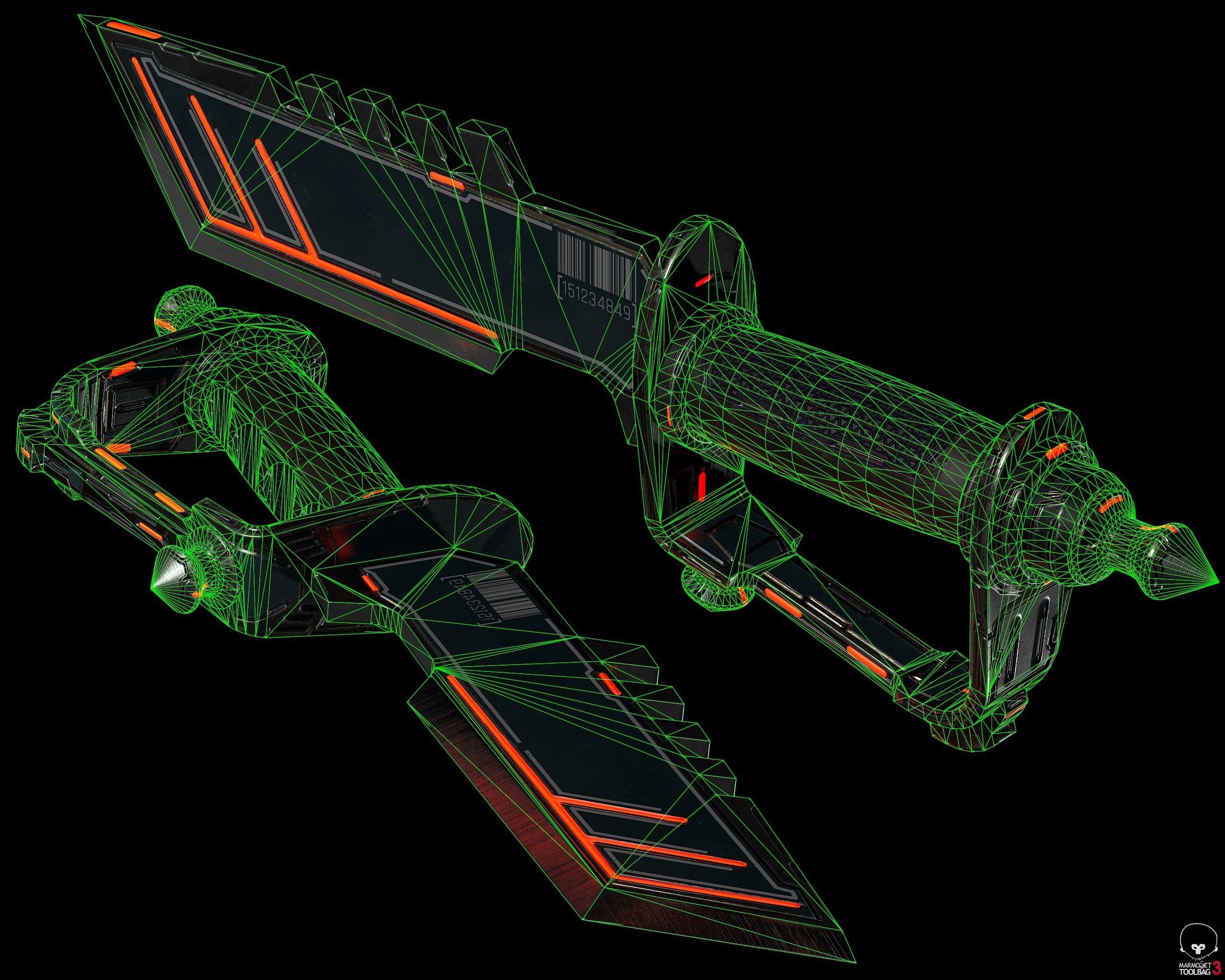 Sci-Fi Dagger Low-poly 3D model_6