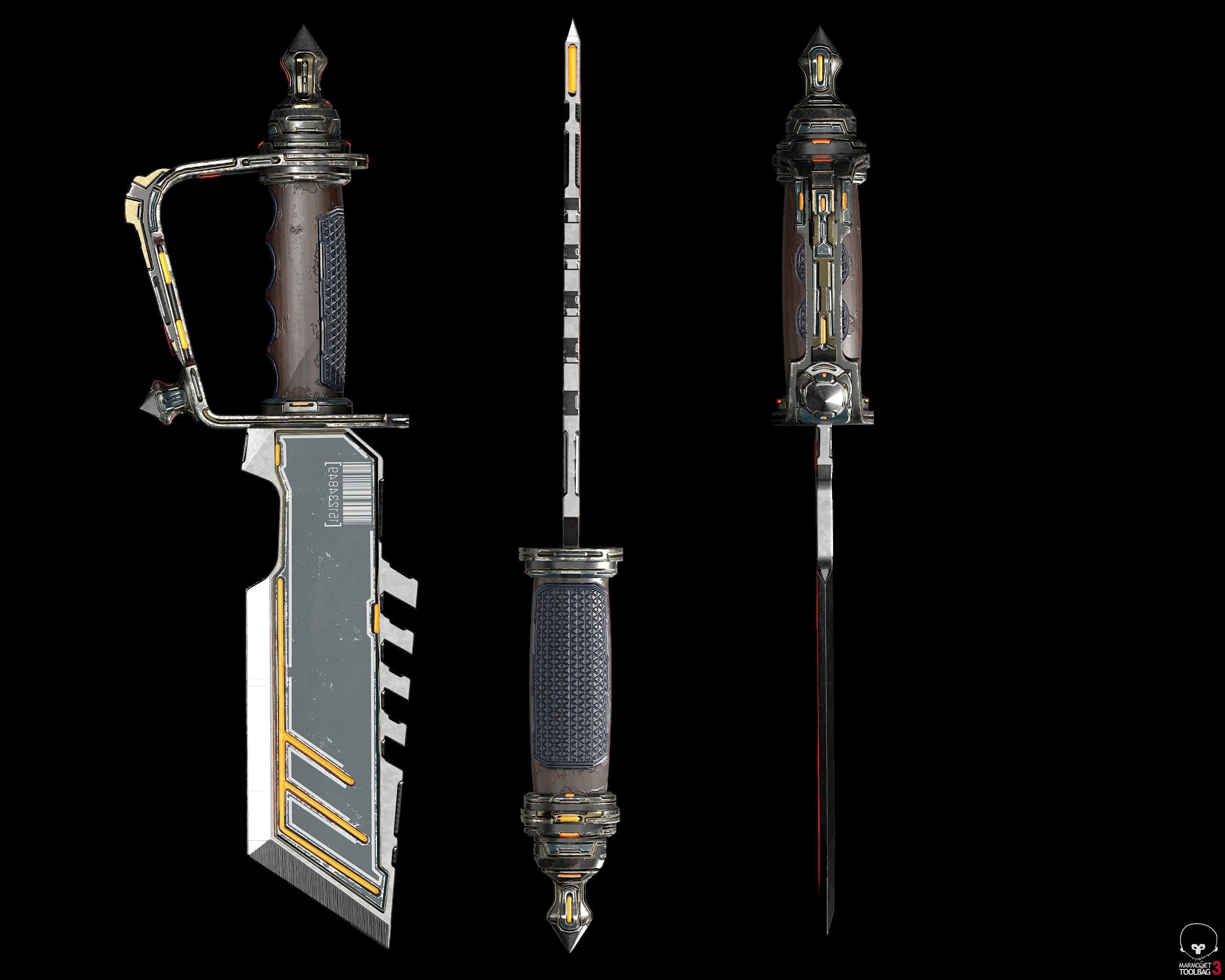 Sci-Fi Dagger Low-poly 3D model_5