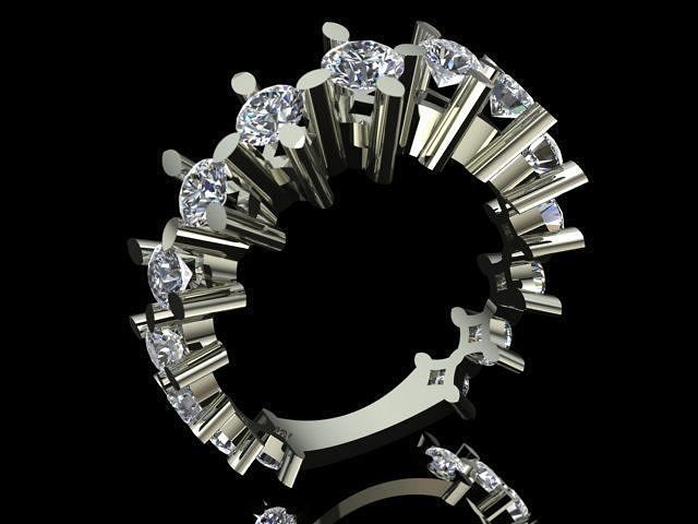High Jewelry Luxury Full Round Diamond Ring 3D print model