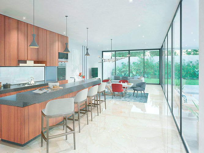kitchen and lobby Interior scene Vray max  3D model